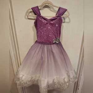 Weissman Girl's Purple Afterglow Wide Strap Degas Tutu Dance Dress Child's L